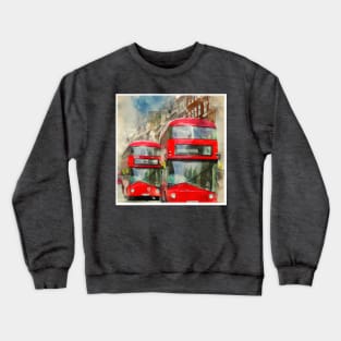 Double Decker Bus Watercolor Crewneck Sweatshirt